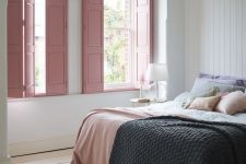 14 such vintage-style solid pink shutters will add interest and a soft touch of color to your space – just add some touches to echo them