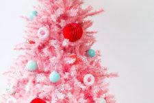 a bright pink christmas tree