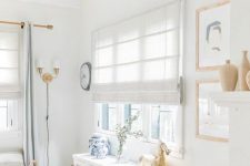 19 neutral fabric shades paired with light blue curtains will make this kid’s room all private and still filled with light