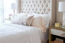 20 a neutral upholstered wingback headboard is a lovely idea to cozy up your bedroom for winter or any other seasons