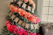 an ombre Christmas tree with florals