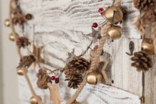 beautiful Christmassy garlands of pinecones, jingle bells, wooden stars and berries are amazing to make your space feel festive