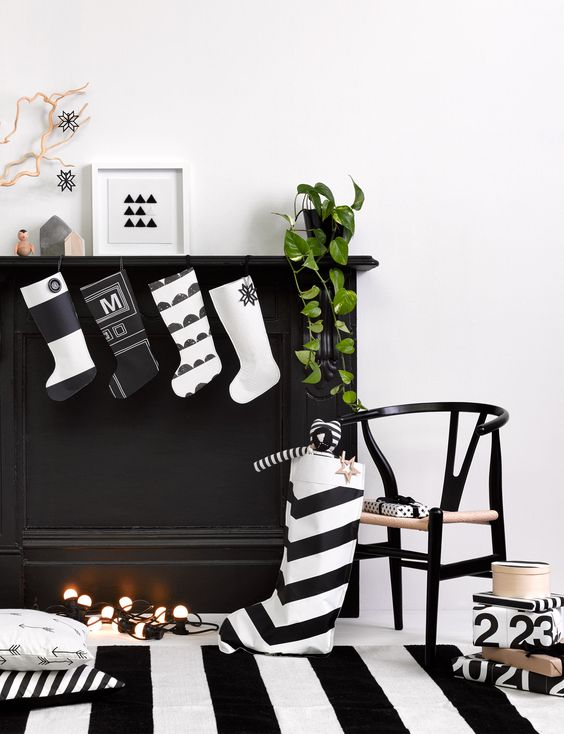 cute modern christmas stockings are perfect to decorate a mantel