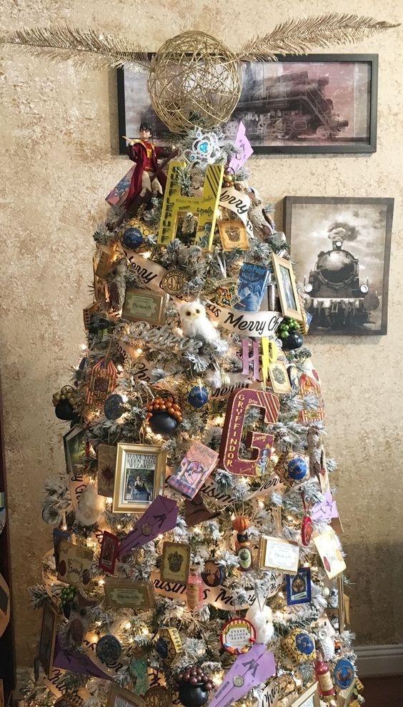 a Harry Potter inspired Christmas tree topped with a snitch is a very fun and cool idea, and it will make a geeky statement for sure