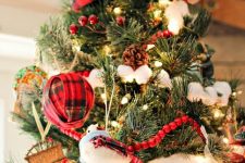 26 a plaid and faux fur hat on top your Christmas tree is a fantastic and super fun solution for a rustic Christmas tree