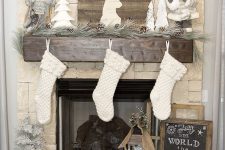white stockings looks great on a mantel