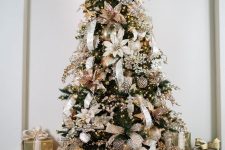 a glam christmas tree with shiny ornaments