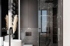 a modern black and white bathroom design