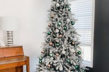 a stylish flocked Christmas tree decor