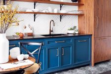 a stylish blue kitchen design