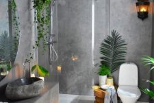 a modern tropical bathroom-inspired design
