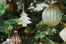 light green, semi clear and green Christmas ornaments will be great for a glam or a woodland Christmas tree
