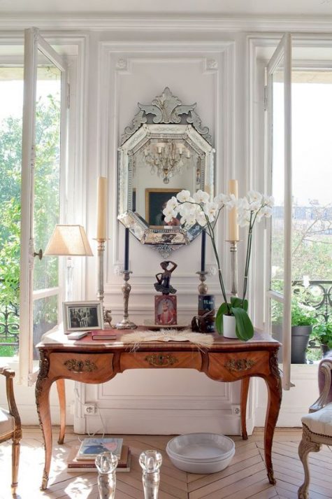 a fantastic vintage stained console table with drawers will be a fabulous idea for any space with a chic feel
