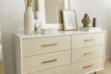 46 such a chic white sideboard with pampascloth drawers is a long-lasting item that will fit many interiors
