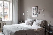 a taupe color scheme also works in a Scandinavian bedroom
