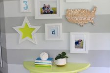 a cute wall with stripes for an entryway