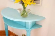 07 a half cut table painted bold is the best idea for a small entryway where you need a console and it will add a touch of color to the space