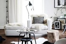 11 a faux sheepskin, faux fur and leather are ideal to make Scandinavian spaces catchier and cozier