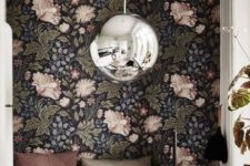 30 moody floral wallpaper is a creative and elegant idea for a contemporary space, it will give it a refined touch