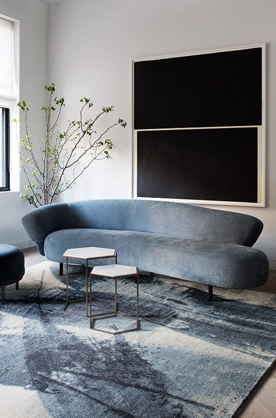 even if your sofa isn't curved but has a curved back, it shows off cool lines and silhouettes and looks wow