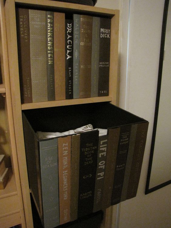a book-inspired box to hide a wi-fi router - this is a smart and cool idea for any space, especially for book lovers