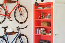 23 plywood holders for bikes will make them part of decor and will add a cool feel to the interior, besides, you won’t waste any floor space