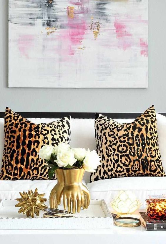 bold leopard print pillows will accent your living room in a cool way and will make it bolder and more eye-catchy