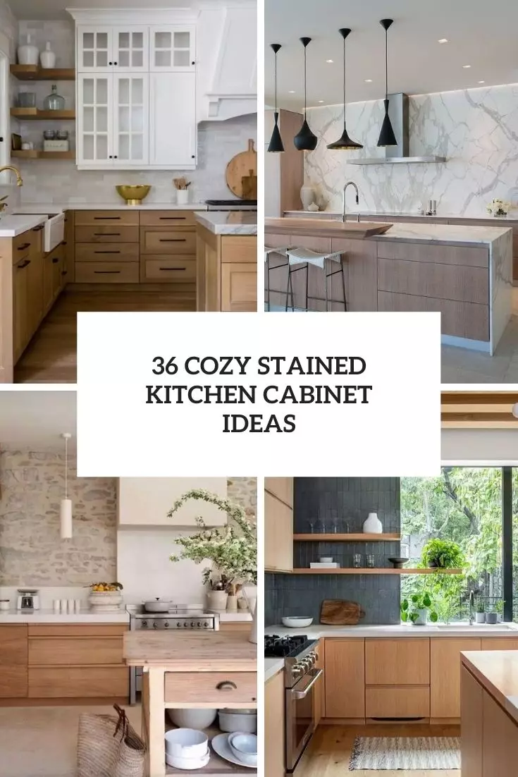 36 Cozy Stained Kitchen Cabinet Ideas