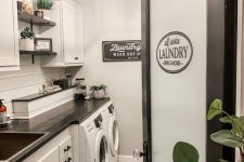 a lovely neutral laundry room design