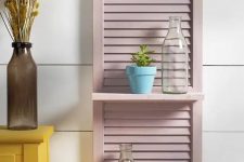 37 a blush painted shutter with shelves is a cute idea to add country charm to any space