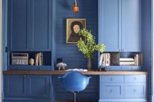 a gorgeous blue home office design