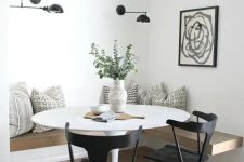 a cozy Scandi dining space