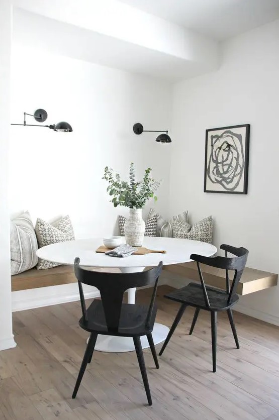 a cozy Scandi dining space
