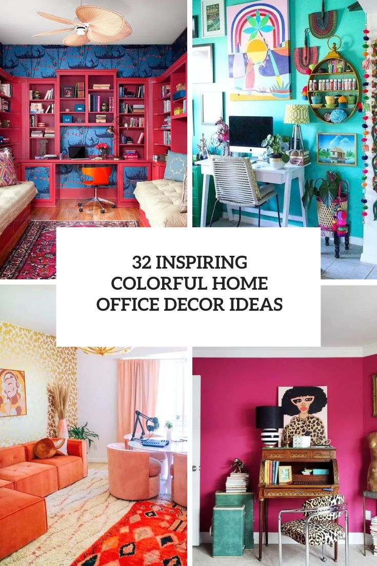inspiring colorful home office decor ideas cover