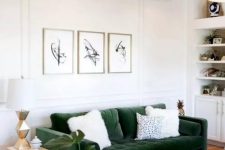 a chic living room with a gallery wall