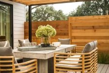 A modern outdoor dining area