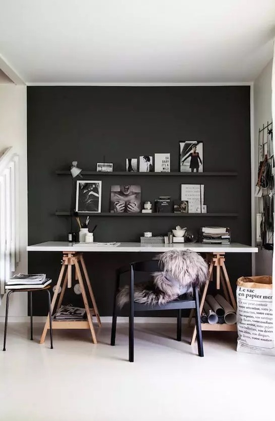 a stylish moody home office design