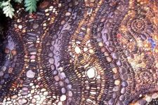 a very catchy pebble garden path done with lots of sizes, shades and patterns looks very boho and relaxed