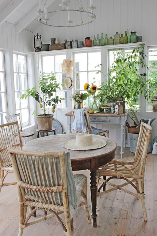 vintage bottles could be a nice touch for sunroom decor