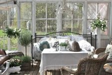 a cozy oasis in a sunroom