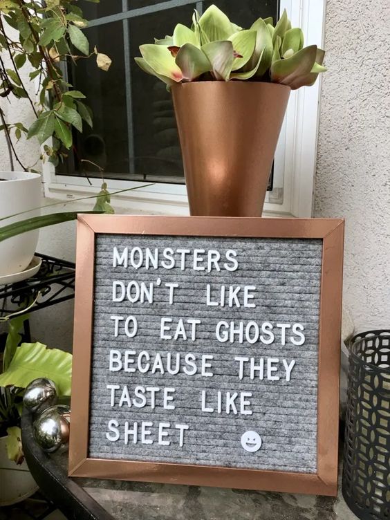 a letterboard sign is a cool and fun idea for Halloween and you cna change it anytime you want