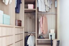 20 a small contemporary closet with built-in units of MDF, with racks and drawers is a lovely idea for any contemporary home