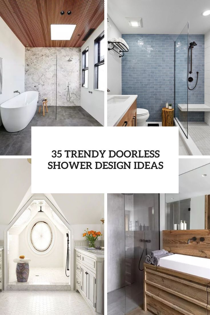 trendy doorless shower design ideas cover