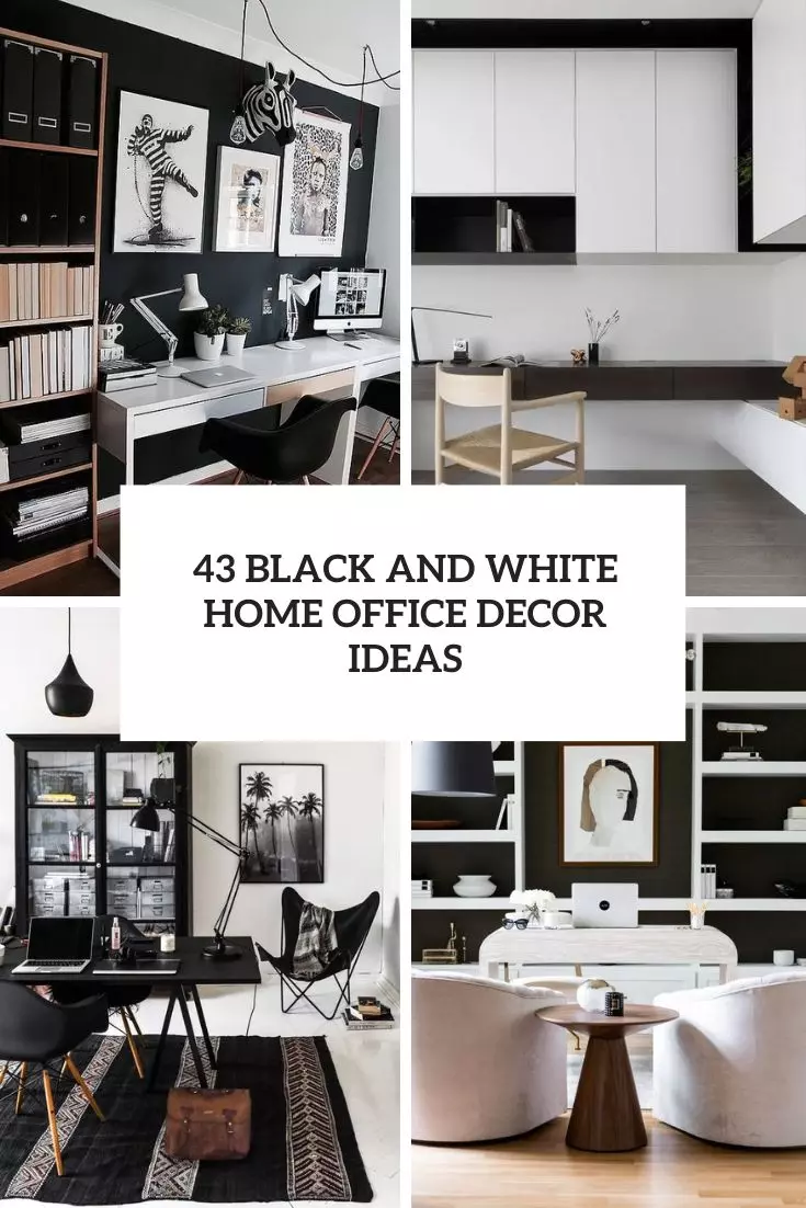 black and white home office decor ideas cover
