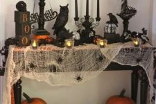 a cool halloween console decor in vintage style