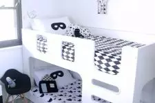 a cute b&w bunk bed