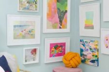 a cute, colorful gallery wall