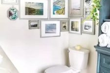 a cool bathroom gallery wall