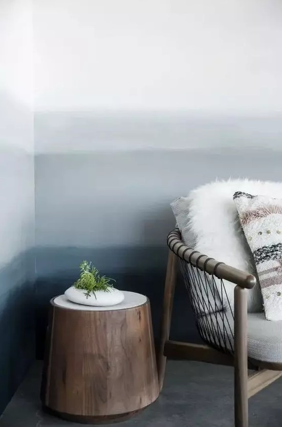 make your plain wall catchy and bold using ombre effect   just paint your wall with it integrating the color you like