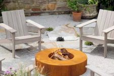 this sleek propane fire pit table is a statement-maker, it will bring ultimate coziness and warmth to your rustic backyard